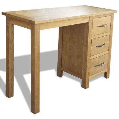 vidaXL Bureau met 3 lades 106x40x75 cm massief eikenhout