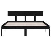 Bedframe massief grenenhout zwart 120x200 cm - thumbnail