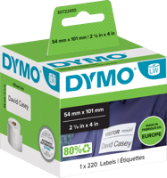 DYMO S0722430 Rol met etiketten 101 x 54 mm Papier Wit 220 stuk(s) Permanent hechtend Verzendetiketten - thumbnail