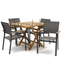 Tuinstoel Arezzo met Milton tafel vierkant 90 - thumbnail