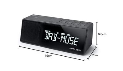 Muse M-172 DBT wekkerradio met Bluetooth, USB-poort en oplaadfunctie (Bluetooth, NFC, USB, AUX-in, PLL FM DAB/DAB+ radio, LED-display, 20 zendergeheugen, slaap, snooze) zwart