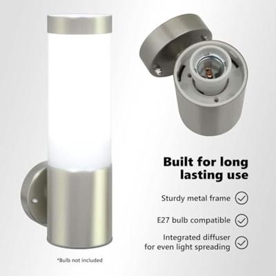 Buitenwandlampen 2 pcs Zilver 12 x 7.5 x 27 cm Roestvrij staal