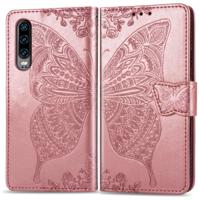 Butterfly Love bloemen reliëf horizontale Flip lederen case voor Huawei P30 met houder & kaartsleuven & portemonnee & Lanyard (Rose goud) - thumbnail