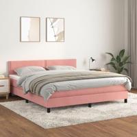 Boxspring met matras fluweel roze 180x200 cm - thumbnail