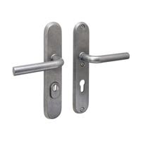 Intersteel SKG3 veiligheidsbeslag achterdeur ovaal 250x50mm kruk/kruk Luzern PC72 kerntrekbeveiliging - PVD RVS getrommeld - thumbnail