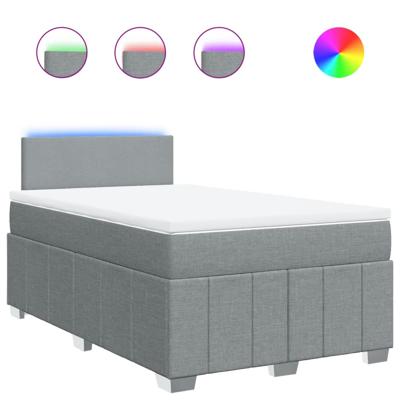 Boxspring met matras stof lichtgrijs 140x190 cm - thumbnail