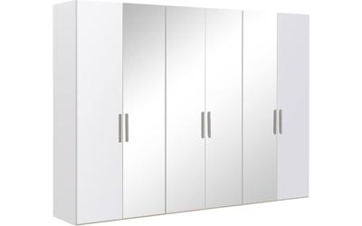 Goossens Kledingkast Easy Storage Ddk, Kledingkast 304 cm breed, 220 cm hoog, 2x glas draaideur en 4x spiegel draaideur midden