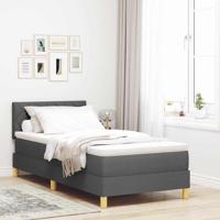 Boxspring Bed met Matras & LED Donkergrijs 90x190 cm Stof - thumbnail