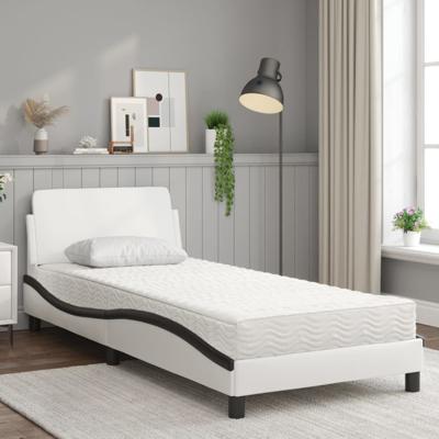 Bed met matras kunstleer wit en zwart 90x190 cm