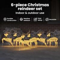 VidaXL Led rendieren 6 pcs goud stof - thumbnail
