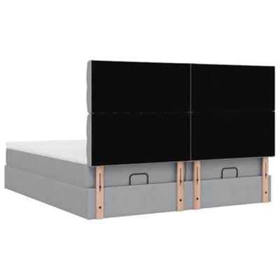 Ottoman bed met matrassen 160x200cm stof lichtgrijs