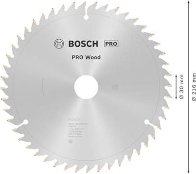 Bosch Professional Cirkelzaagblad voor Hout | PRO Wood | Ø 216mm Asgat 30mm 48T - 2608640641