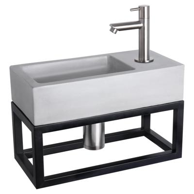 Differnz Differnz Ravo fonteinset beton lichtgrijs - kraan recht - met handdoekrek mat chroom