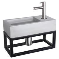 Differnz Differnz Ravo fonteinset beton lichtgrijs - kraan recht - met handdoekrek mat chroom - thumbnail