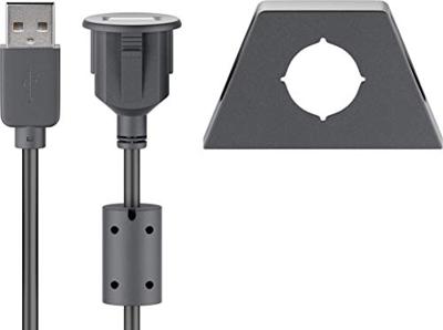 Goobay 95445 USB 2.0 Hi-Speed verlengkabel met montagehouder, 1,2 m zwart