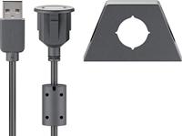 Goobay 95444 verlengkabel USB 2.0 Hi-Speed met montagehouder, zwart, 0,6 m lengte - thumbnail