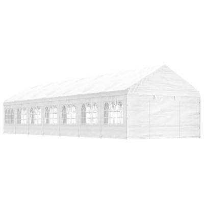 Prieel met dak 15,61x4,08x3,22 m polyetheen wit