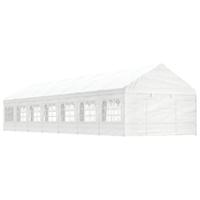 Prieel met dak 15,61x4,08x3,22 m polyetheen wit - thumbnail