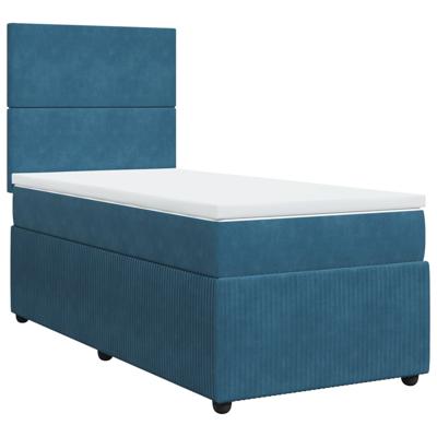 Boxspring met matras fluweel blauw 120x200 cm - thumbnail