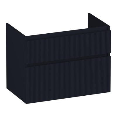 Brauer Delight Wavy - Onderkast - 80 cm - met 2 Softclose Lades Greeploos en 1 Sifon Uitsparing - Mat Zwart