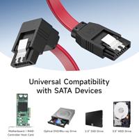 Cable Matters SATA III SATA-kabel van 6,0 Gbps met haakse hoek van 90 graden in pakket van 3 stuks (SATA 3-kabel) rood - 45 cm - thumbnail