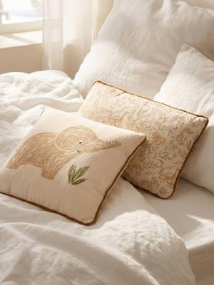 Set van 2 BABYLON kussens van katoenen hydrofiel beige