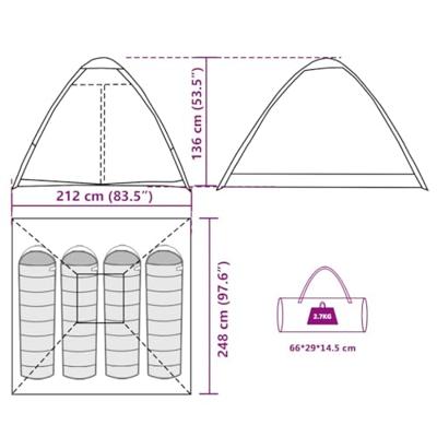VidaXL Koepeltent 4-persoons waterdicht olijfgroen VidaXL Koepeltent 4-persoons waterdicht olijfgroen