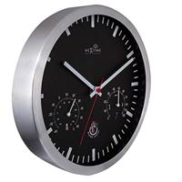 NeXtime ne-90513zw wandklok + weerstation 25cm zwart rc aluminium - thumbnail