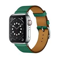 Lederen bandje - Groen - Geschikt voor Apple Watch 44mm / 45mm / 46mm / 49mm - thumbnail