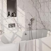 BRAUER Stripe Thermostatische Badkraan - drukknoppen - SET 04 - inbouw - badvulcombinatie - 3-standen handdouche - doucheslang - wandaansluitbocht - RVS-kleurig geborsteld PVD 5-NG-362 - thumbnail