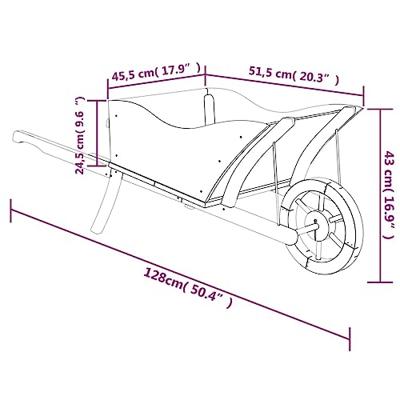 Plantenbak kruiwagen 128x45,5x43 cm massief vurenhout