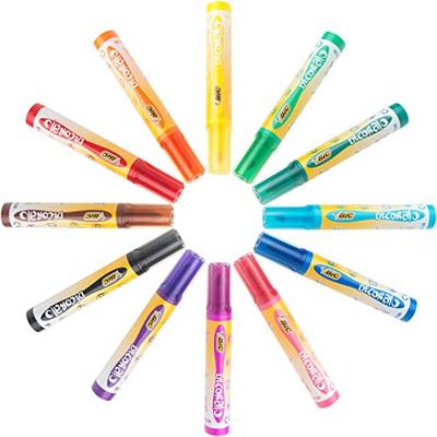 BIC decoralo jumbo markers, lijndikte 4 mm, diverse kleuren, 12 stuk/ 1 doosje