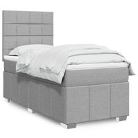 Boxspring met matras stof lichtgrijs 90x190 cm - thumbnail