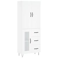 Hoge kast 69,5x34x180 cm bewerkt hout wit - thumbnail