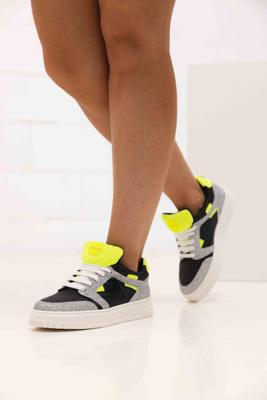 Philipp Plein Sneakers 79034 Dames/Kids Glitter - Maat 40 - Kleur: ZilverZwartGeel | Soccerfanshop