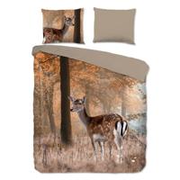 Good Morning Dekbedovertrek "hert in het bos" - Bruin - (200x200/220 cm) - Katoen - thumbnail