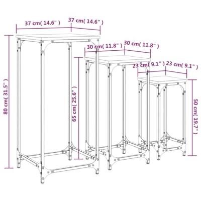 3-delige Tafeltjesset bewerkt hout zwart 3-delige Tafeltjesset bewerkt hout zwart