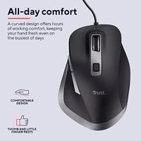 Trust Fyda muis Kantoor Rechtshandig USB Type-A Optisch 5000 DPI - thumbnail