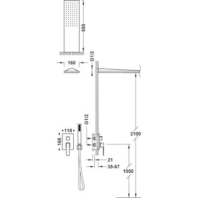 Regendoucheset Inbouw Tres Slim Exclusive Met Wanddouche en Handdoucheset met Staafhanddouche Mat Wit