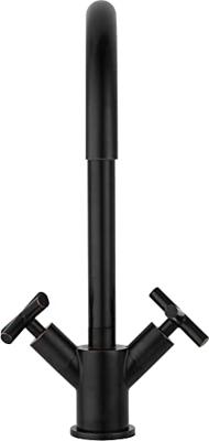 Job Accross keukenmengkraan tweegreeps met draaibare uitloop incl. aansluitslangen en filterstopkranen brons zwart