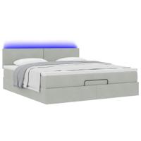 Ottoman bed met matras en LED's 180x200cm fluweel lichtgrijs - thumbnail