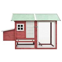 Kippenhok 170x81x110 cm massief grenen- en vurenhout rood - thumbnail