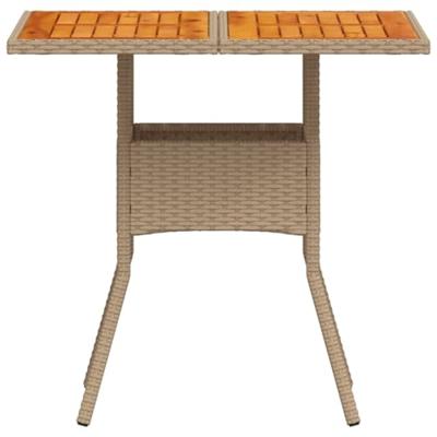 Tuintafel 80x80x75 cm poly rattan en acaciahout beige