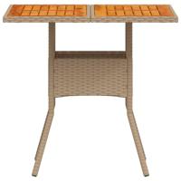 Tuintafel 80x80x75 cm poly rattan en acaciahout beige - thumbnail