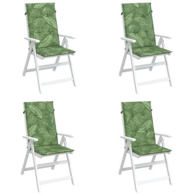 VidaXL Stoelkussens 4 st hoge rug bladpatroon stof
