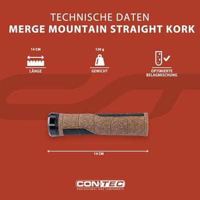 CONTEC handvatten "merge mountain straight kork" ct grips merge mountain straight cork, 140mm