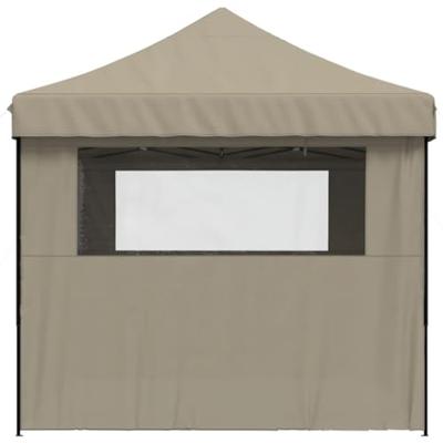 VidaXL Partytent inklapbaar pop-up met 4 zijwanden taupe VidaXL Partytent inklapbaar pop-up met 4 zijwanden taupe