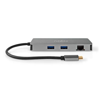 Nedis CCBW64250AT02 Usb Multi-port Adapter Usb 3.2 Gen 1 Usb-c™ Male Micro Sd / Rj45 Female / Sd / Usb-c™ Female / 2x Hdmi™ / 2x Usb-a Female 5 Gbps 0.20 M Rond Verguld Pvc Antraciet Doos