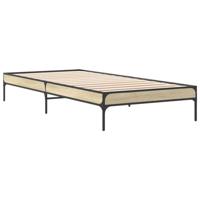Bedframe bewerkt hout en metaal sonoma eikenkleurig 100x200 cm - thumbnail