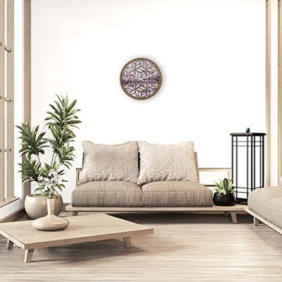 Wandklok 40 cm - Geruisloos - Paars - Hout - "Yogi" Wandklok 40 cm - Geruisloos - Paars - Hout - "Yogi"